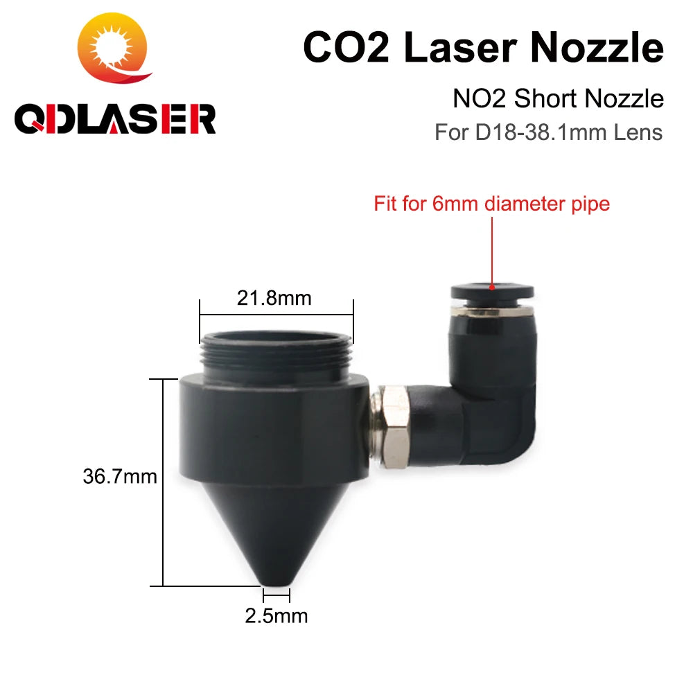 QDLASER CO2 Laser Air Nozzle for Dia.18/20mm FL38.1mm Lens CO2 Short Nozzle A with Fitting M5 for CO2 Laser Cutting Machine