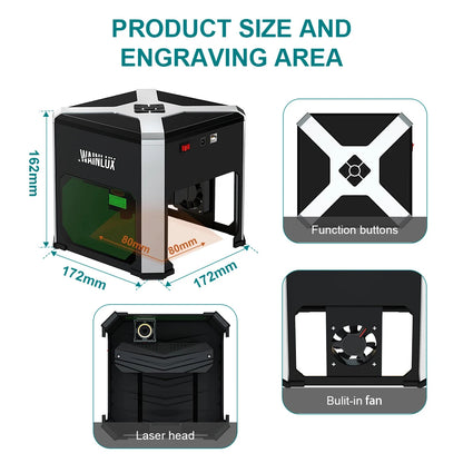 QDLASER Laser Engraver Wainlux K6 Mark Printer Cutter Woodworking Machines Plastic 3000mw Bluetooth Mini Engraving Machine