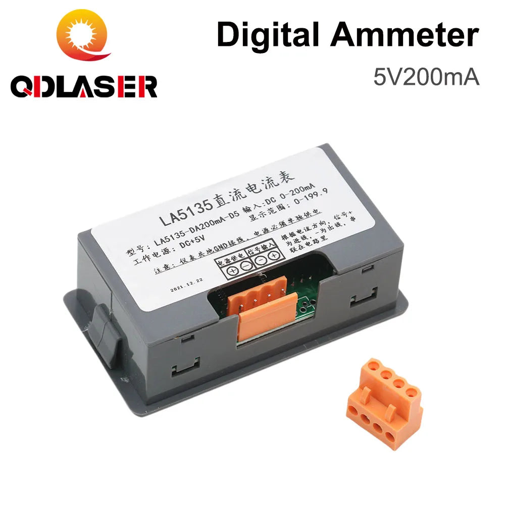 QDLASER 200mA LED DIgital Ammeter Voltage Current Meter Volt Detector Tester Monitor Panel 5V for Co2 Laser Machine Power System