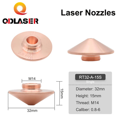 QDLASER Raytools Laser nozzles Dia.32mm H15 Caliber 0.8-6.0 Single/Double Layers Laser Nozzles For fiber optic cutting machines