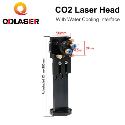 QDLASER CO2 Laser Head Set 25mm with Water Cooling Interface Mirror Dia. 30/Lens Dia. 25 FL 63.5&101.6 Integrative Mount Holder