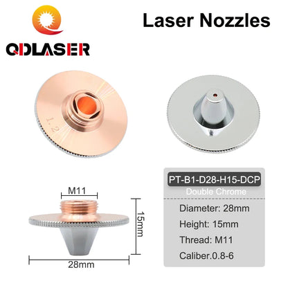 QDLASER Bulge Laser Nozzles Single Layer Chrome-Plating Double Layers Caliber 0.8-4.0 D28 H11 H15 M11 for Precitec Cutting Head