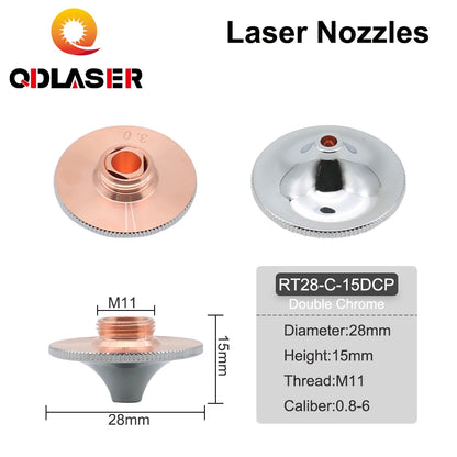 QDLASER Laser Nozzles Single Double Layer Dia.28mm Caliber 0.8 - 4.0 for FIBER Laser Cutting Head