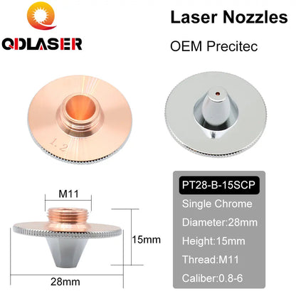 QDLASER Precitec Bulge Laser Nozzles Single Layer Chrome-Plating Double Layers Caliber 0.8-4.0 D28 H11 H15 M11 for Cutting Head