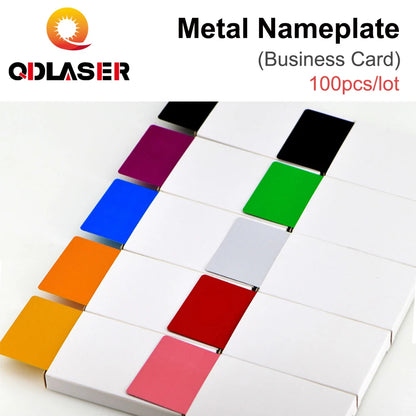QDLASER 100PCS Metal Nameplate Business Cards Multicolor Aluminium Alloy Material for Laser Marking Machine CO2 Laser Marker