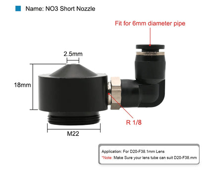 QDLASER CO2 Laser Air Nozzle for Dia.18/20mm FL38.1mm Lens CO2 Short Nozzle A with Fitting M5 for CO2 Laser Cutting Machine
