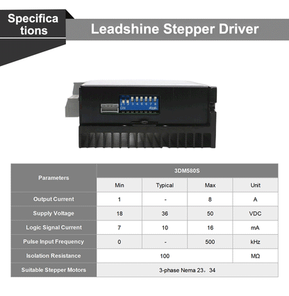 QDLASER Leadshine Stepper Motor Driver 3DM580 3 Phase 18-50VDC 1.0-8.0A Upgrade 3DM580 for CO2 Laser Cutting Engraving Machine