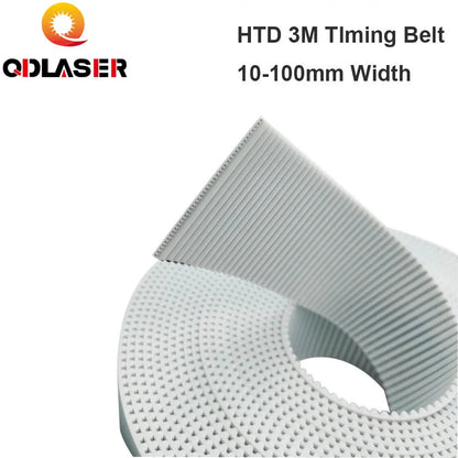 QDLASER 10meters HTD3M timing belt Width 15 20-100mm Color White PU Polyurethane with steel core HTD 3M open ended belt