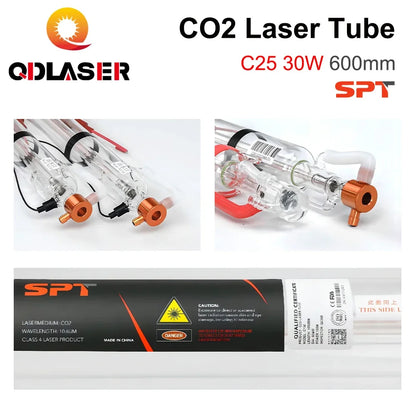QDLASER SPT C25 30-35W Co2 Laser Tube Length 600mm Diameter 50mm for CO2 Laser Engraving Cutting Machine