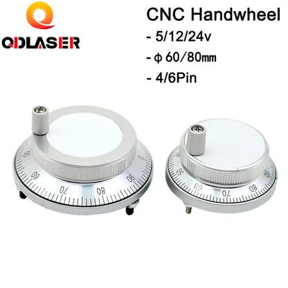 QDLASER hand wheel5V 6pin Pulse 100 Manual Pulse Generator Hand Wheel CNC Machine 60mm 80mm Rotary Encoder Free Shipping