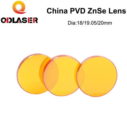 QDLASER China PVD CO2 ZnSe Focus Lens Dia.18 19.05 20 mm FL38.1 50.8 63.5 101.6 127mm 1.5-4" for Laser Engraving Cutting Machine