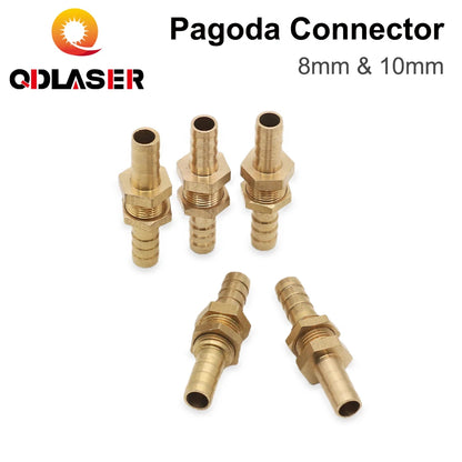 QDLASER Copper Pagoda head 8mm&10mm Connector for Water Pipe Liquid Tube Gas pipe