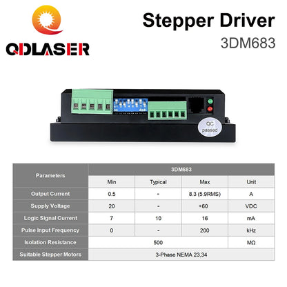 QDLASER Leadshine 3DM683 3 Phase Stepper Motor Driver 20-60 VDC Input Voltage and Max 8.3A Output Current Stepper Drive