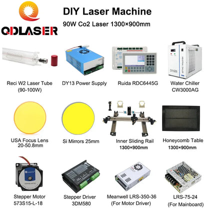 QDLASER DIY RECI W2 Laser Mechanical Kit Customized for 1390 CO2 Laser Machine Laser Solution of All Parts