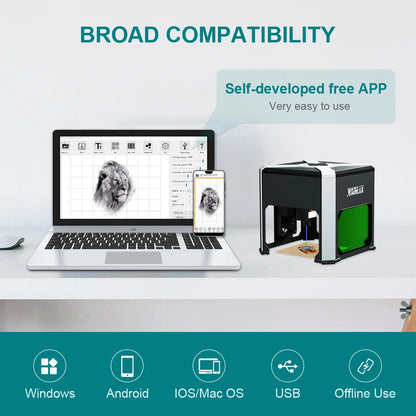 QDLASER Laser Engraver Wainlux K6 Mark Printer Cutter Woodworking Machines Plastic 3000mw Bluetooth Mini Engraving Machine