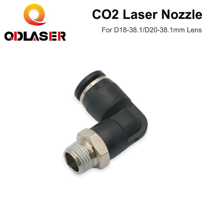 QDLASER CO2 Air Nozzle Dia.18/20mm FL38.1mm Lens Short Nozzle A with Fitting M5 for Laser Head at CO2 Laser Cutting Machine