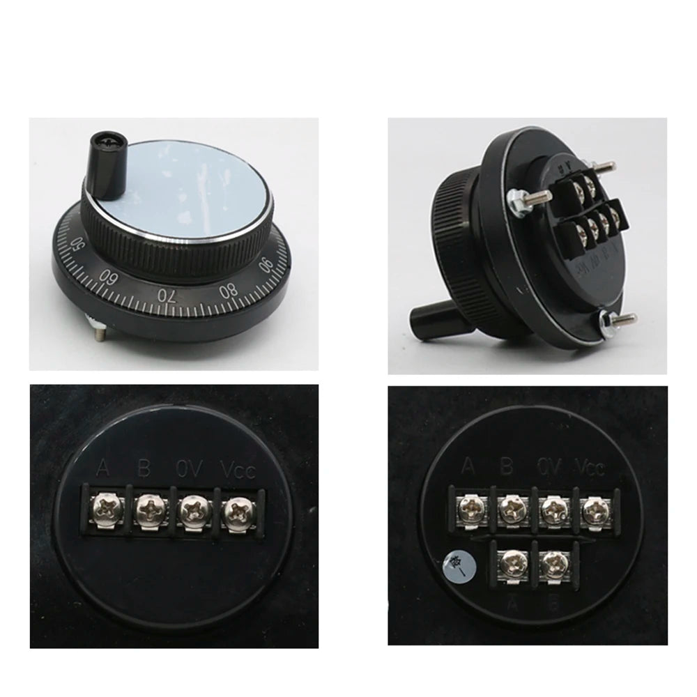 QDLASER Black CNC Pulser Handwheel 5/12/24V 4/6pin Pulse 100 Manual Pulse Generator Tangan Roda Mesin CNC 60 Mm Rotary Encoderb
