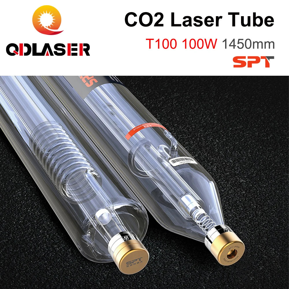 QDLASER SPT T100 100-130W Co2 Laser Tube Length 1450mm Dia 80mm for CO2 Laser Engraving And Cutting Machine