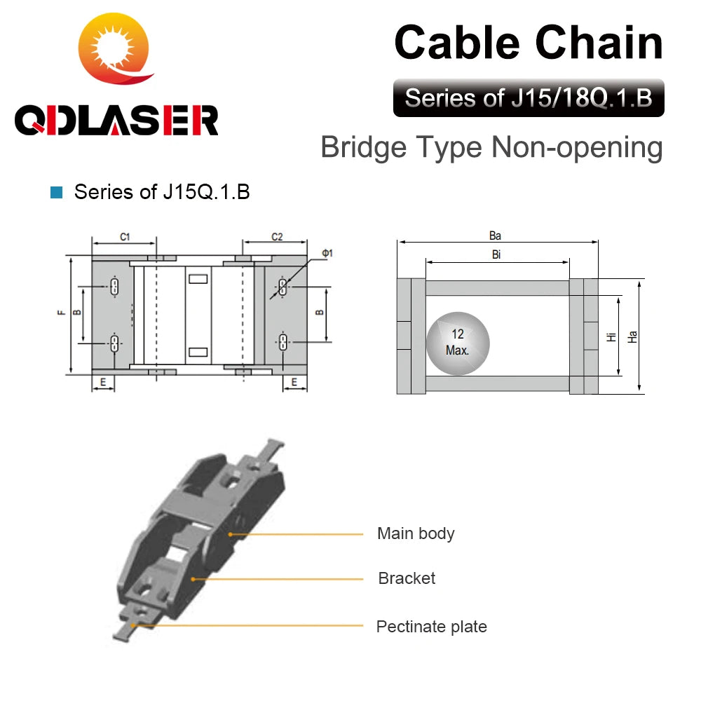 Transmission cable chain 15x20 15x30 18x25 18x37mm Bridge Type Non-Opening Plastic Towline Transmission Drag Chain for Machine