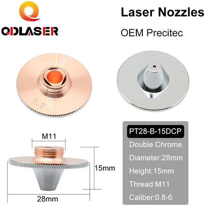 QDLASER Precitec Bulge Laser Nozzles Single Layer Chrome-Plating Double Layers Caliber 0.8-4.0 D28 H11 H15 M11 for Cutting Head