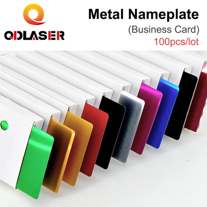 QDLASER 100PCS Metal Nameplate Business Cards Multicolor Aluminium Alloy Material for Laser Marking Machine CO2 Laser Marker