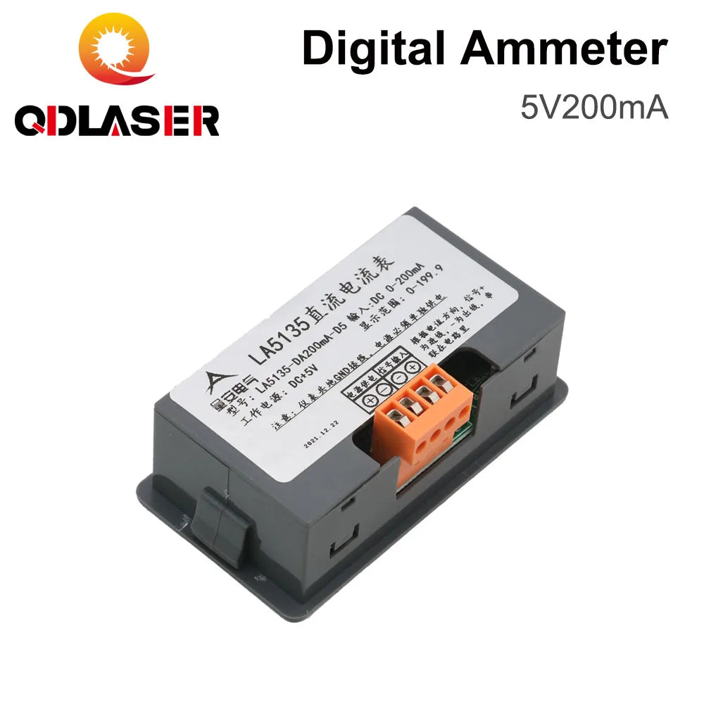 QDLASER 200mA LED DIgital Ammeter Voltage Current Meter Volt Detector Tester Monitor Panel 5V for Co2 Laser Machine Power System