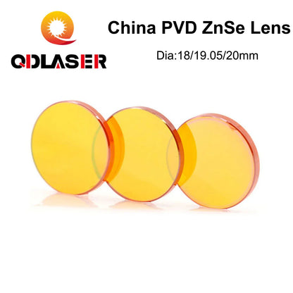 QDLASER China PVD CO2 ZnSe Focus Lens Dia.18 19.05 20 mm FL38.1 50.8 63.5 101.6 127mm 1.5-4" for Laser Engraving Cutting Machine