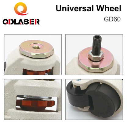 QDLASER Machines Universal Wheel GD-60S 10mm Adjustable M12 Standard Thread for CO2 Laser Cutting & Engraving Machine