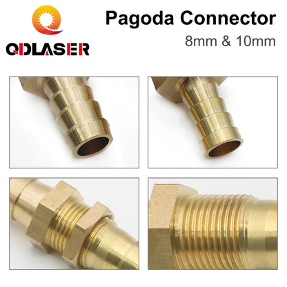 QDLASER Copper Pagoda head 8mm&10mm Connector for Water Pipe Liquid Tube Gas pipe