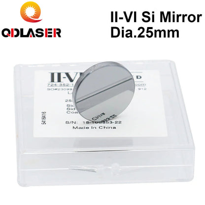 QDLASER II-VI CO2 Laser Si Mirror Dia. 25mm Thk.3mm 10.6um LPMS Coating for CO2 Laser Engraving Cutting Machine Free Shipping
