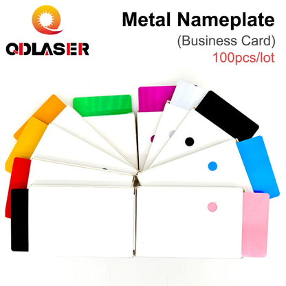 QDLASER 100PCS Metal Nameplate Business Cards Multicolor Aluminium Alloy Material for Laser Marking Machine CO2 Laser Marker
