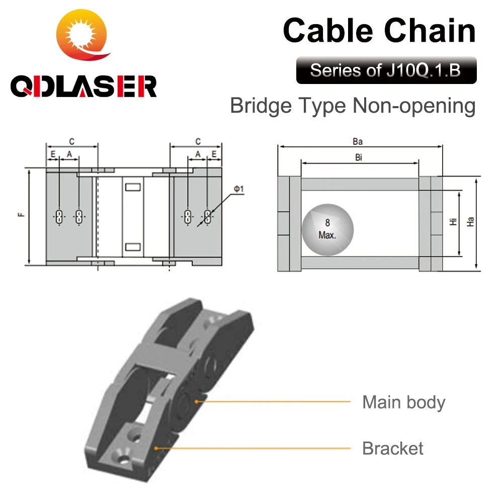 QDLASER Transmission cable chain 10*10 10*15 10*20 mm 1M Non Snap-Open Plastic Towline Transmission Drag Chain Machine