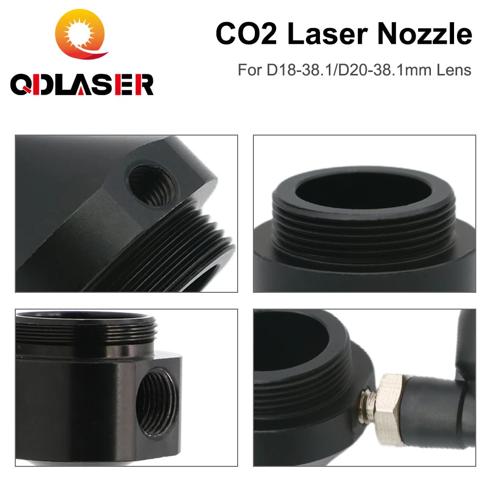 QDLASER CO2 Laser Air Nozzle for Dia.18/20mm FL38.1mm Lens CO2 Short Nozzle A with Fitting M5 for CO2 Laser Cutting Machine