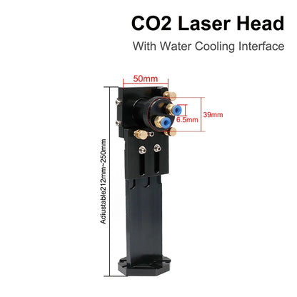 QDLASER CO2 Laser Head Set 25mm with Water Cooling Interface Mirror Dia. 30/Lens Dia. 25 FL 63.5&101.6 Integrative Mount Holder