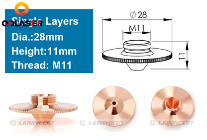 QDLASER Laser Bulge Nozzle Single Layer D28 H11/15 Caliber 0.8 - 4.0HD for Precitec 1064nm Fiber Laser Cutting Head