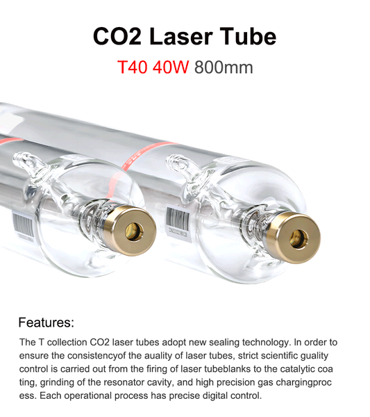 QDLASER SPT T40 40-50W Co2 Laser Tube Length 800mm Dia 80mm for CO2 Laser Engraving And Cutting Machine