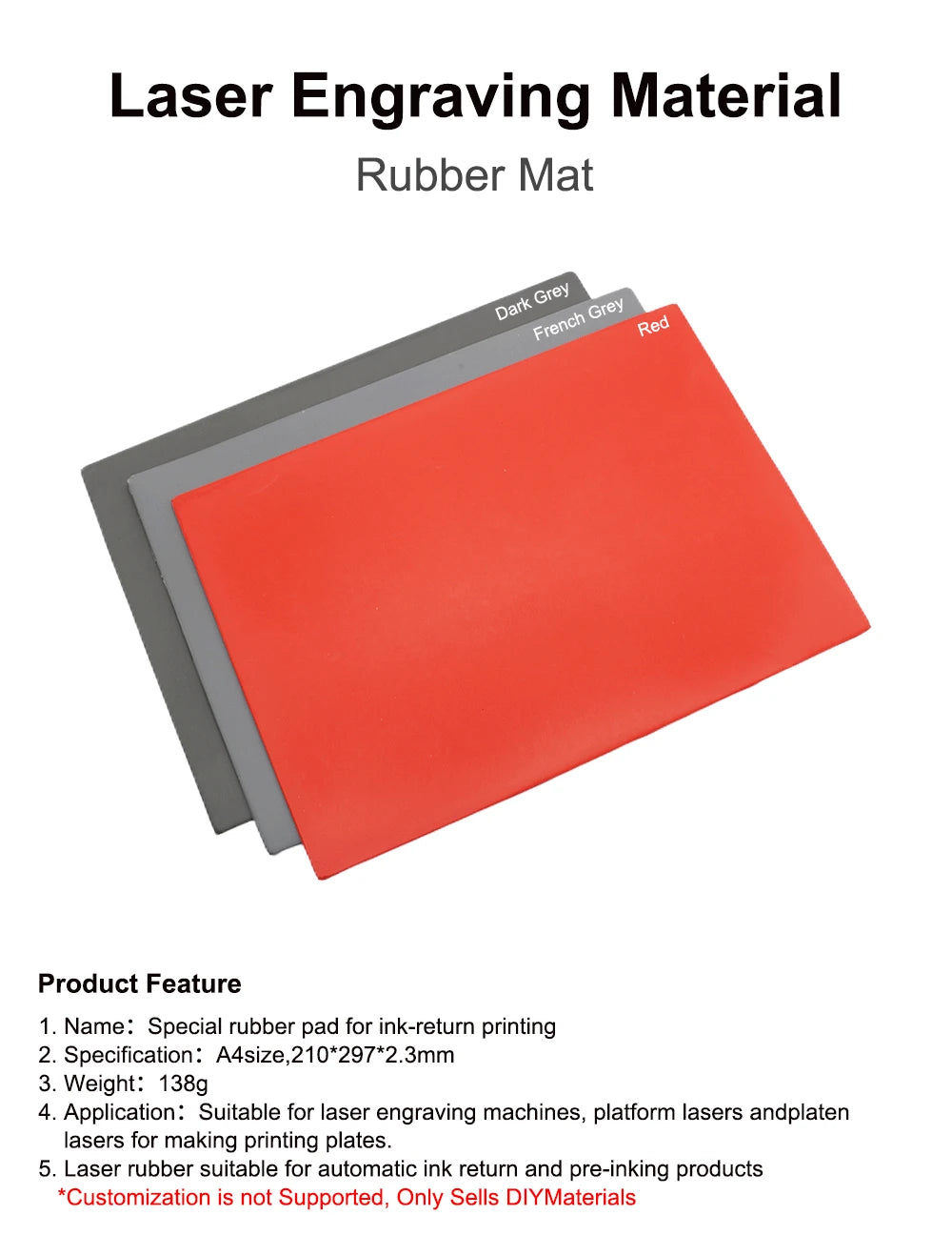 QDLASER Rubber Mat Laser DIY Engraving Materials for Laser Engraving & Marking Machine The DIY Printing and Engraving Materials