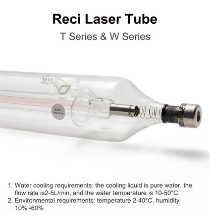 QDLASER Reci W1/T1 75W-90W CO2 Laser Tube Diameter W1 80mm/ T1 65mm for Co2 Laser Engraving and Cutting Machine S1 Z1