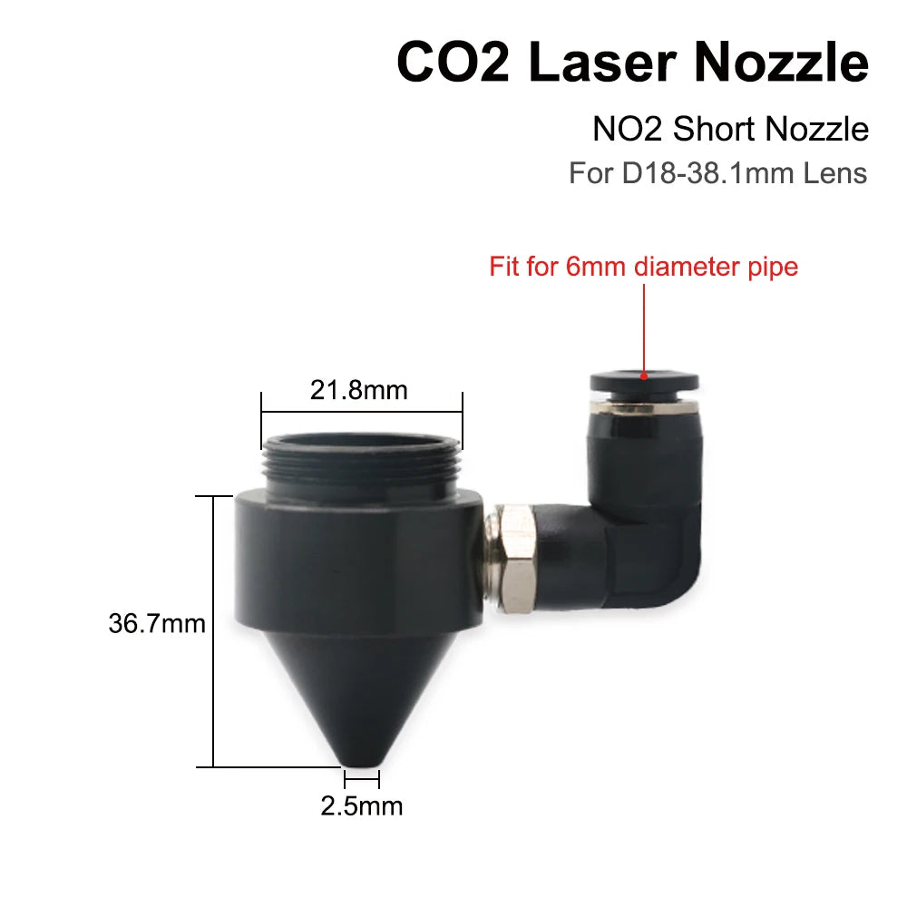 QDLASER CO2 Laser Air Nozzle for Dia.18/20mm FL38.1mm Lens CO2 Short Nozzle A with Fitting M5 for CO2 Laser Cutting Machine