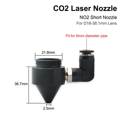 QDLASER CO2 Laser Air Nozzle for Dia.18/20mm FL38.1mm Lens CO2 Short Nozzle A with Fitting M5 for CO2 Laser Cutting Machine