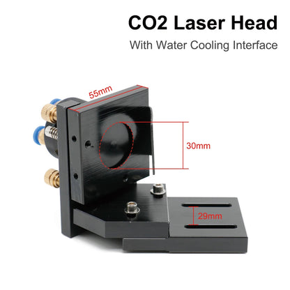 QDLASER CO2 Laser Head Set 25mm with Water Cooling Interface Mirror Dia. 30/Lens Dia. 25 FL 63.5&101.6 Integrative Mount Holder
