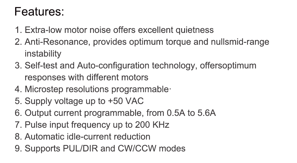 QDLASER Leadshine DM856 2 Phase Stepper Driver 20-80VAC 0.5-5.6A 7-16mA