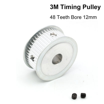 QDLASER 3M48 Teeth HTD 3M Timing Pulley Bore 6/8/10/12/14/15/19/20mm for Width 20mm AF/BF Aluminium HTD3M Synchronous Belt 48T