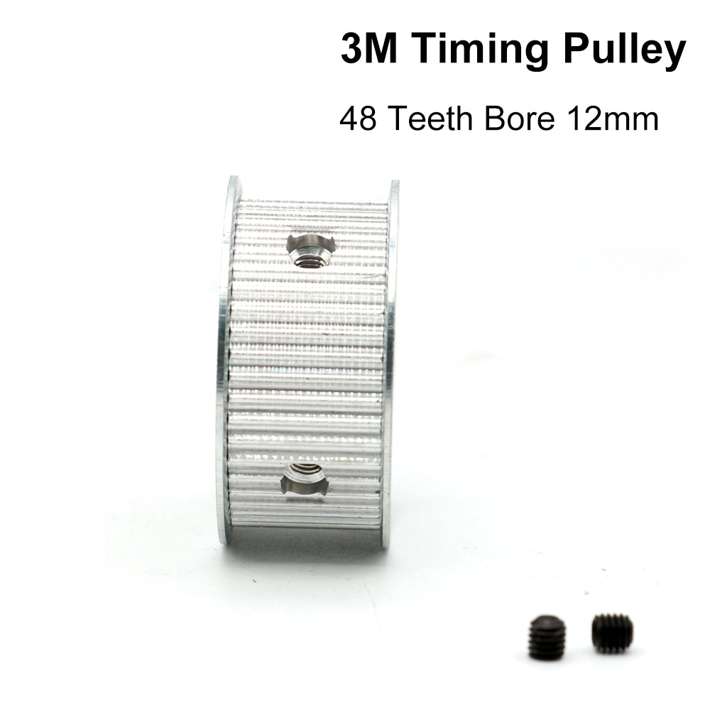QDLASER 3M48 Teeth HTD 3M Timing Pulley Bore 6/8/10/12/14/15/19/20mm for Width 20mm AF/BF Aluminium HTD3M Synchronous Belt 48T