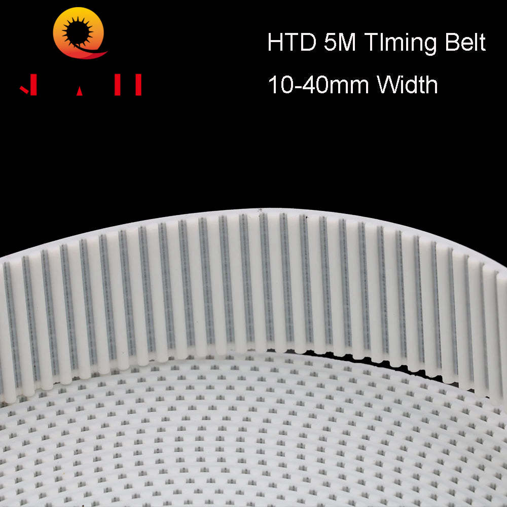 QDLASER Arc Tooth PU White HTD 5M Open Timing belt Width 10/15/20/30/40mm Polyurethane steel 5M-20mm HTD5M Synchronous pulley
