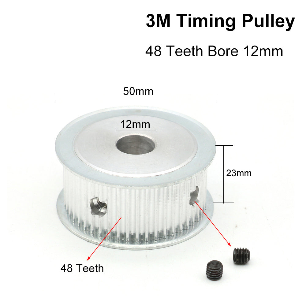 QDLASER 3M48 Teeth HTD 3M Timing Pulley Bore 6/8/10/12/14/15/19/20mm for Width 20mm AF/BF Aluminium HTD3M Synchronous Belt 48T