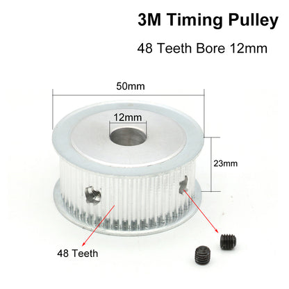 QDLASER 3M48 Teeth HTD 3M Timing Pulley Bore 6/8/10/12/14/15/19/20mm for Width 20mm AF/BF Aluminium HTD3M Synchronous Belt 48T