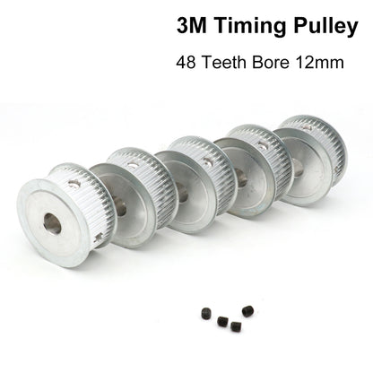 QDLASER 3M48 Teeth HTD 3M Timing Pulley Bore 6/8/10/12/14/15/19/20mm for Width 20mm AF/BF Aluminium HTD3M Synchronous Belt 48T
