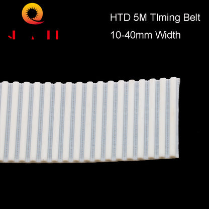 QDLASER Arc Tooth PU White HTD 5M Open Timing Belt Width 10/15/20/30/40mm Polyurethane Steel 5M-20mm HTD5M Synchronous Pulley