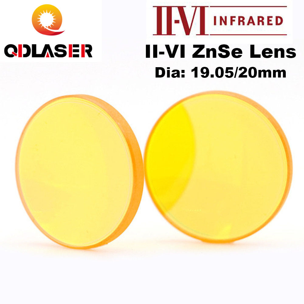 QDLASER II-VI USA CVD ZnSe Focus Lens Dia. 19.05 20mm FL 38.1 50.8 63.5 101.6mm 2-4 for CO2 Laser Engraving Cutting Machine